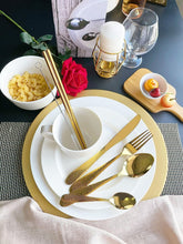 Load image into Gallery viewer, Cutlery Sets Stainless Steel Hammered Effect Handle Gold Glim&amp;Glam
