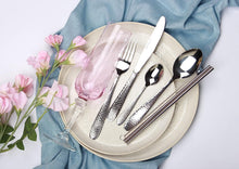 Load image into Gallery viewer, Cutlery Sets Stainless Steel Hammered Effect Handle Silver Glim&amp;Glam
