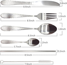 Load image into Gallery viewer, Cutlery Sets Stainless Steel Hammered Effect Handle Silver Glim&amp;Glam
