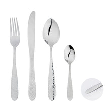 Load image into Gallery viewer, Cutlery Sets Stainless Steel Hammered Effect Handle Silver Glim&amp;Glam
