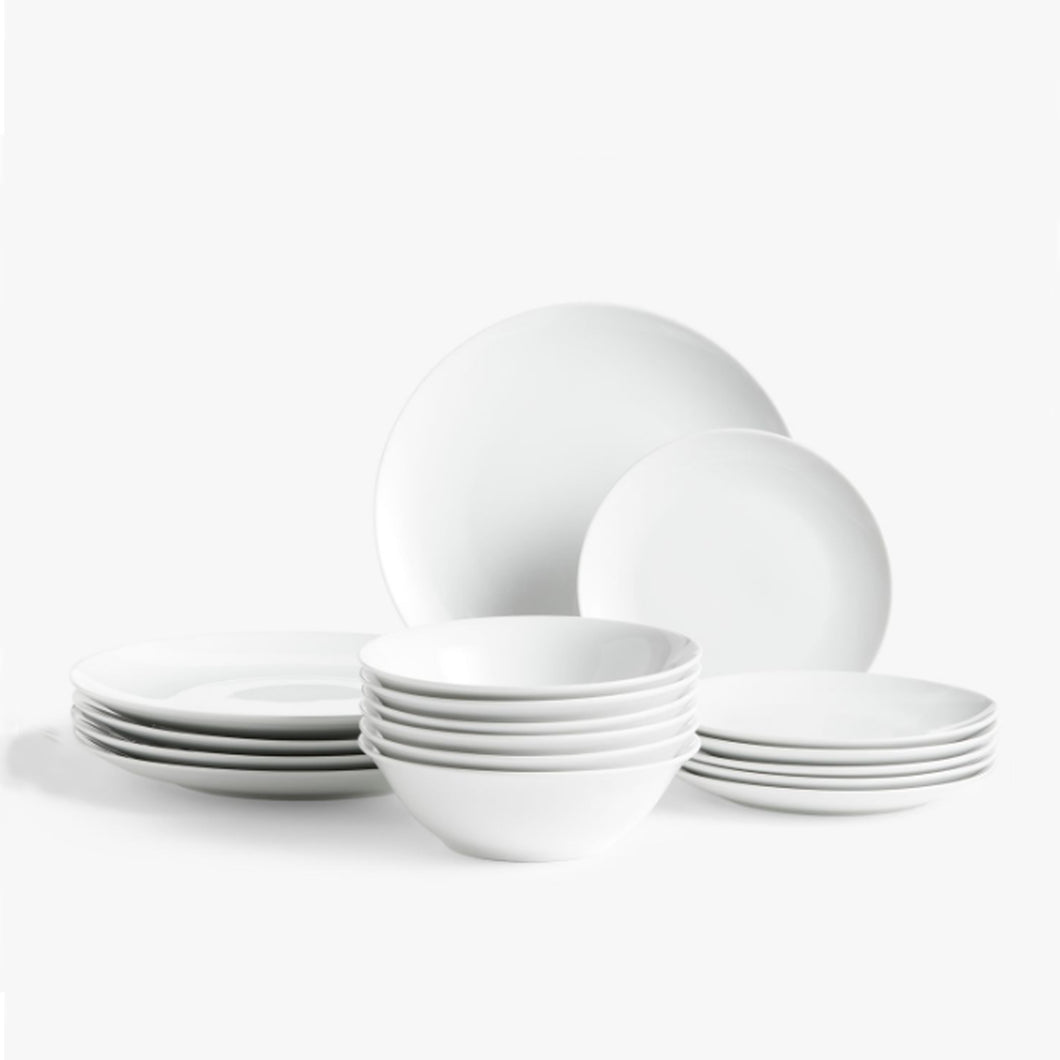 Dinner Set Plates Bowls Coupe Dinerware White Porcelain Microwave Dishwasher Safe Gift