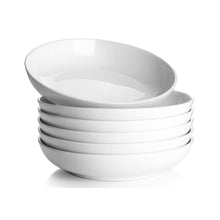 Load image into Gallery viewer, Salad Pasta Bowl,White Serving Soup Bowl Set,Porcelain Wide-Shallow Bowls Kitchen Housewarming Gift,Microwave Dishwasher Safe
