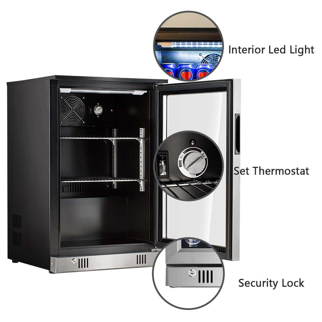 Beverage Refrigerator Glass Door Lock 88L 110 Cans Automatic Defrosting Cooler