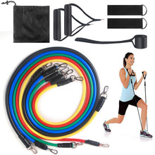 Load image into Gallery viewer, NT Home Fitness Accessory Resistance Tube Resistant Bands Set (11 PCS) With Carrying Bag Muscle Building Strength Training Yoga Pull Rope Home Gym Equipment
