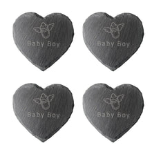 Load image into Gallery viewer, Slate Coasters Heart &quot;Baby Boy&quot; Baby Girl&quot; Personalised Craft Design Table Drinks Mat 11cm
