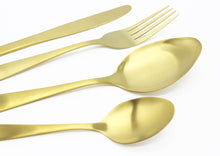 Load image into Gallery viewer, Cutlery Sets Stainless Steel Brushed Gold 16 32 pc Spoon Knife Fork Set Light Glim&amp;Glam
