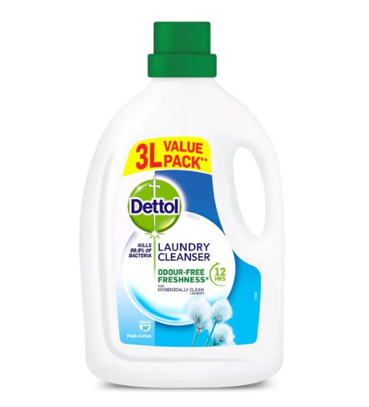 Dettol Laundry Cleanser Liquid Antibacterial Laundry Sanitiser 3Ltr Fresh Cotton