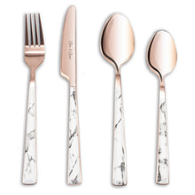 Load image into Gallery viewer, cutlery sets rose gold marble effect handle glim&amp;glam
