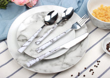 Load image into Gallery viewer, cutlery sets marble effect handle glim&amp;glam
