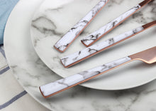 Load image into Gallery viewer, Cutlery Sets Stainless Steel Rose Gold Knife Fork Spoon Set Marble Handle Glim&amp;Glam
