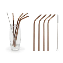 Load image into Gallery viewer, Straws Brush Drinks Set Stainless Steel Eco-friendly Glim&amp;Glam
