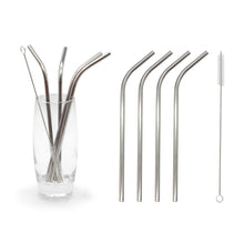 Load image into Gallery viewer, Straws Brush Drinks Set Stainless Steel Eco-friendly Glim&amp;Glam
