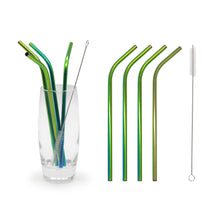 Load image into Gallery viewer, Straws Brush Drinks Set Stainless Steel Eco-friendly Glim&amp;Glam
